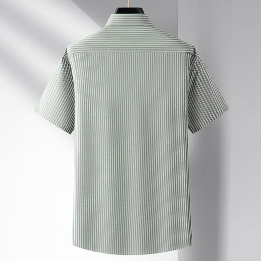 【DM】大依优型大码竖条纹短袖衬衫加肥加大棉质半袖衬衣男夏季薄款胖子休闲宽松上衣 商品图2