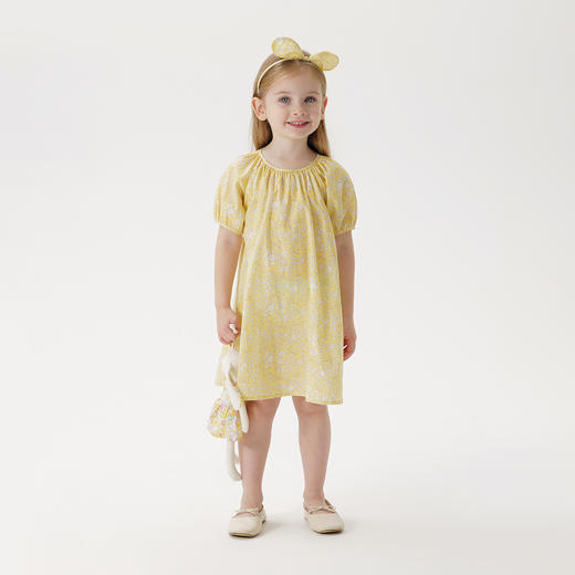 马克珍妮女童花苞袖满底花卉连衣裙 儿童纯棉裙子夏装新款250005 商品图1