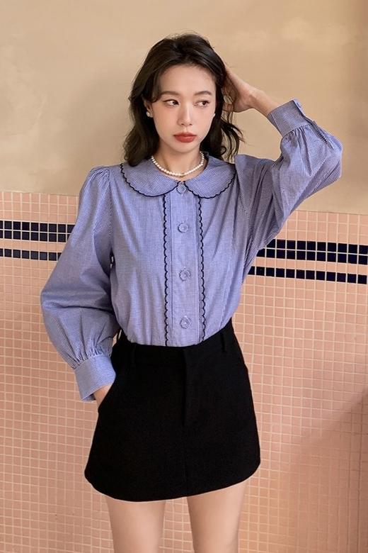 amadella 早春复古娃娃领格纹衬衫 15819 商品图4