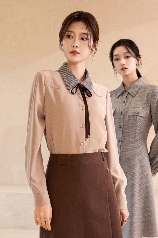 ESTELLICA 经典格纹翻领蝴蝶结衬衫 17688 商品图2