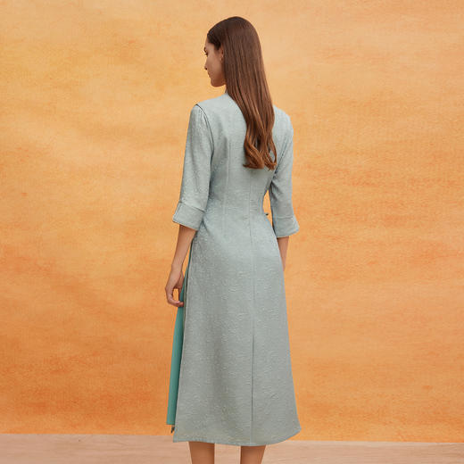 QE805斯尔丽2025春季新款改良奥黛旗收腰A摆显瘦提花印花气质优雅旗袍 商品图1