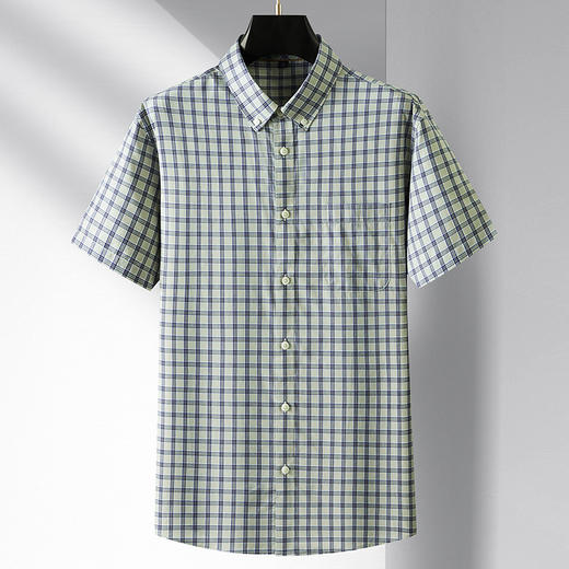 【莱赛尔棉】【DM】大依优型大码短袖衬衫格子半袖衬衣加肥大码上衣胖子休闲莱赛尔棉男士 商品图1