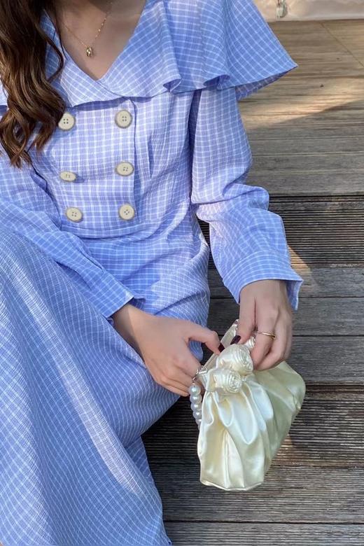 L.Fleuri 紫色娃娃领格纹连衣裙 15874 商品图5