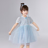 笛莎Deesha 童装女童连衣裙2025夏新款女童蓝色小花弹力皱皱布A字纱裙 商品缩略图0