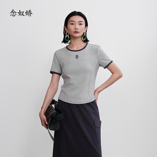 【商场同款】CNA5396 “简约T恤” 舒适好穿 好搭配基础撞色灰色T恤 商品图9