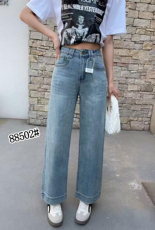 【牛仔系】品质-2025春小个子新款显高搭配直筒阔腿牛仔裤88502 -喜出 商品图0