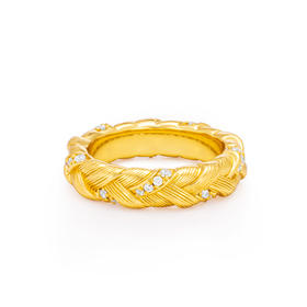 GAONAS 金色麻花编绳设计指环戒指10726J0