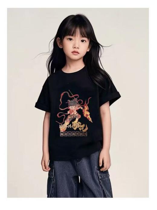 2件39.9元 哪吒系列【100%棉】男童女童 （我命由我不由天）哪吒印花T短袖-喜出 商品图2