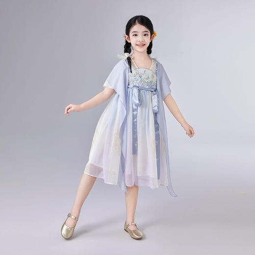 笛莎Deesha 童装女童连衣裙2025夏新款女童气质披肩汉服 商品图2