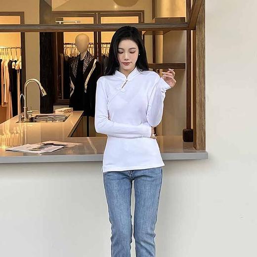 顺丰包邮洛诗琳34501春季新款改良新中式盘扣国风修身T恤1273 商品图2