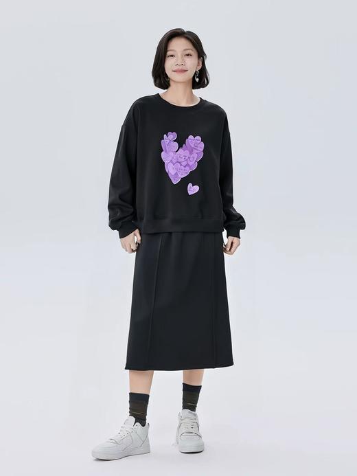 年中清仓-【套装】紫色爱心卫衣➕半裙后开叉两件套-喜出 商品图1