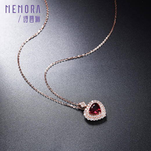 时光宠耀红宝石吊坠 18k金钻石围镶爱心红宝挂坠MEMORA诗普琳RP205801 商品图3