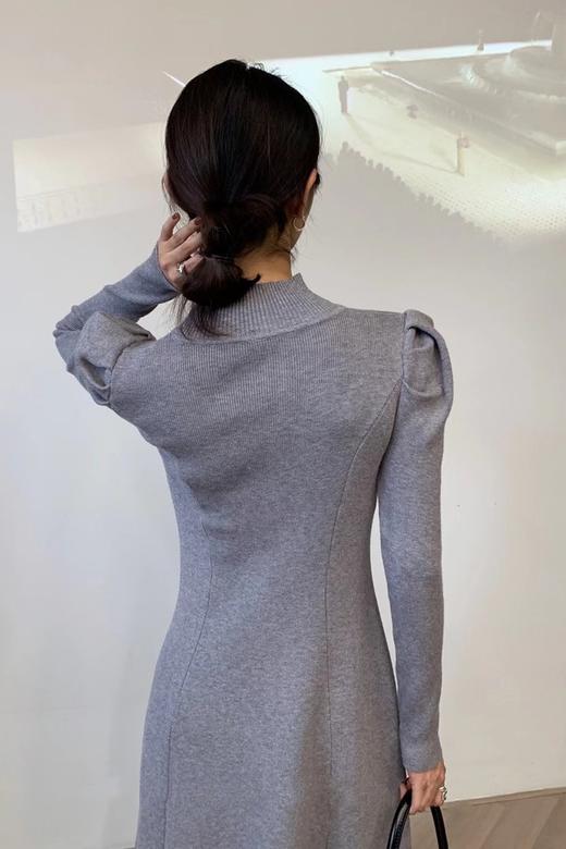 L.Fleuri 韩系简约收腰高领针织连衣裙 17641 商品图3