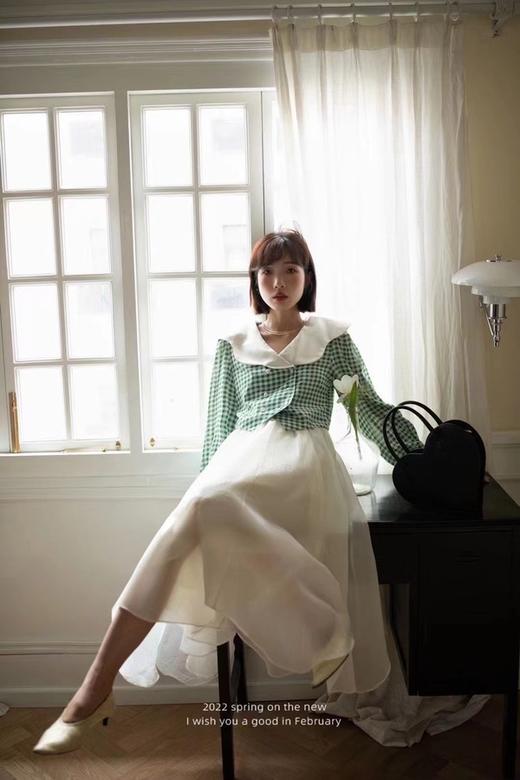 Stay2Weeks 青春撞色娃娃领绿格子上衣 15839 商品图2