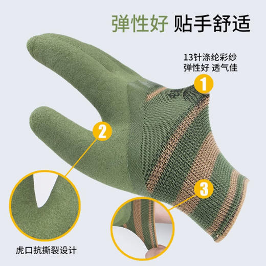 12双防滑耐磨劳保轮胎橡胶手套干活柔软透气防护舒适高弹贴合 商品图1