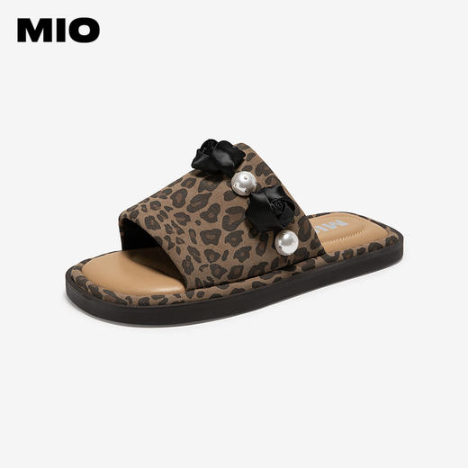 MIO米奥拖鞋女休闲复古凉鞋时尚波点平跟外穿一字拖M253131251 商品图1