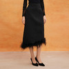 QE502斯尔丽25春季新款修身半裙可脱卸鸵鸟毛摇曳多姿不对称下摆半裙 商品缩略图4