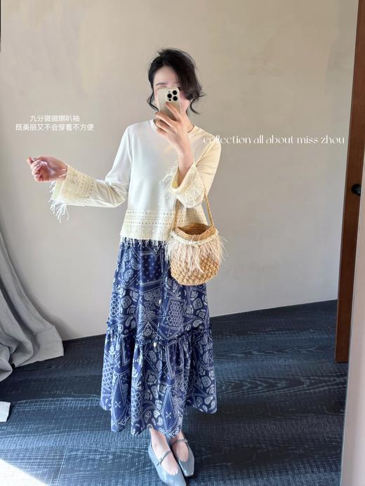 mimosa | 波西米亚流苏装饰tee 米白色 商品图3