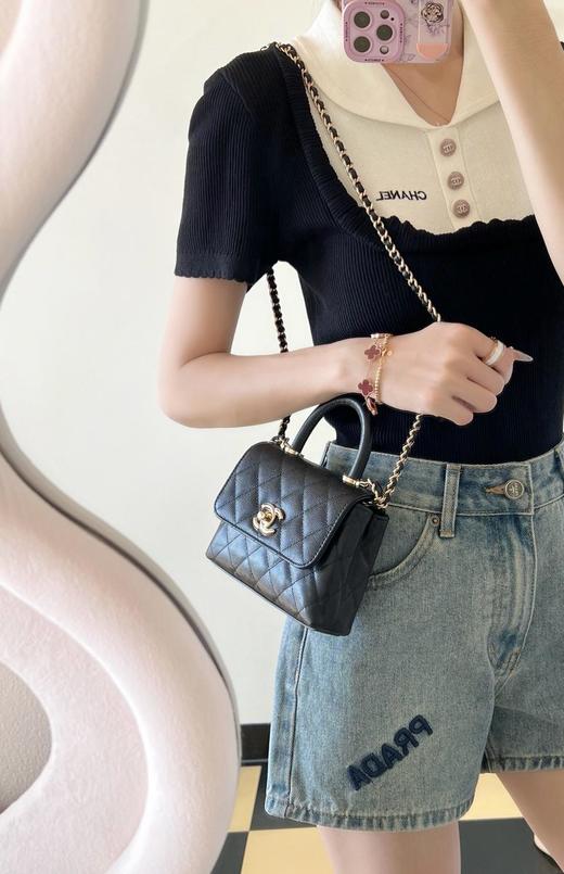 香奈儿24k秋冬系列MiniCocohandle黑色手拿斜挎包（HH） 商品图3