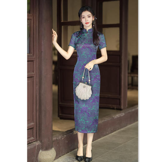 GX老上海复古中国风女士长款宴会旗袍2025春夏新款改良中式大码旗袍 商品图2