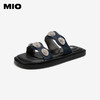 MIO米奥外穿拖鞋女时尚一字拖复古水钻平跟度假凉鞋M253131244 商品缩略图0
