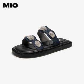 MIO米奥外穿拖鞋女时尚一字拖复古水钻平跟度假凉鞋M253131244