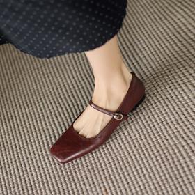 【预售5天】复古方头浅口单鞋女春秋韩版温柔仙女风粗跟玛丽珍鞋子DJ&GB4837