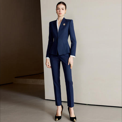 IWY/藏青色西装套装女气质干练公务员面试职业装CP2223+B502 商品图1