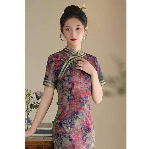 GX老上海复古中国风长款短袖旗袍2025春夏新款旗袍 商品图3