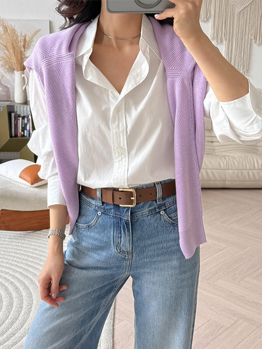 弯刀袖设计 宽松感 简约全棉白衬衫 商品图2