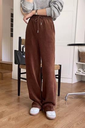 LNNNS 棕色休闲百搭竖条灯芯绒长裤 17753
