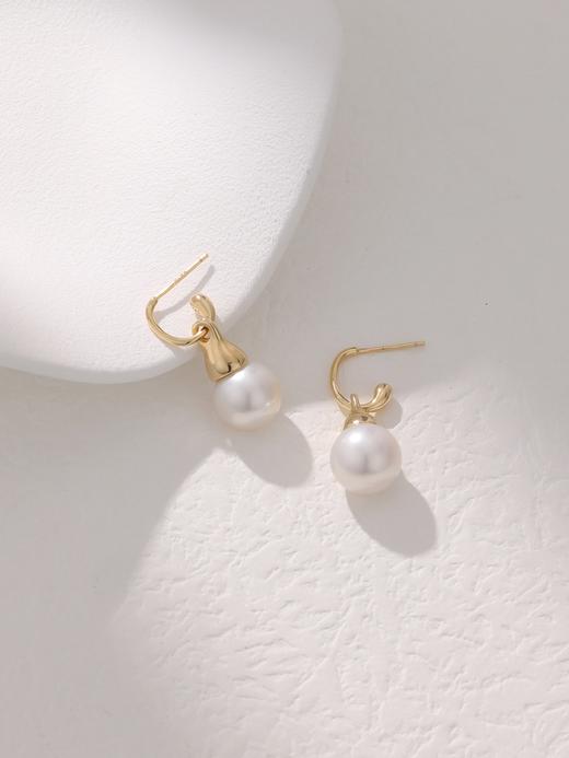 IIPO宜珠宜宝中古风两戴珍珠耳环金色10-11mm(礼盒装) 商品图1