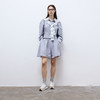 lost in echo2025春夏新款泡泡袖收腰蓝条纹短衬衫荷叶短款裙裤 商品缩略图0