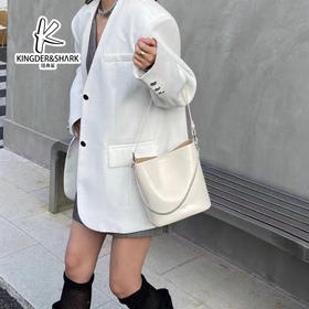 经典鲨2025年新款百搭纯色简约单肩斜挎水桶包女士KGB05-5186571