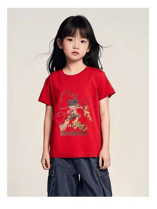 2件39.9元 哪吒系列【100%棉】男童女童 （我命由我不由天）哪吒印花T短袖-喜出 商品图6