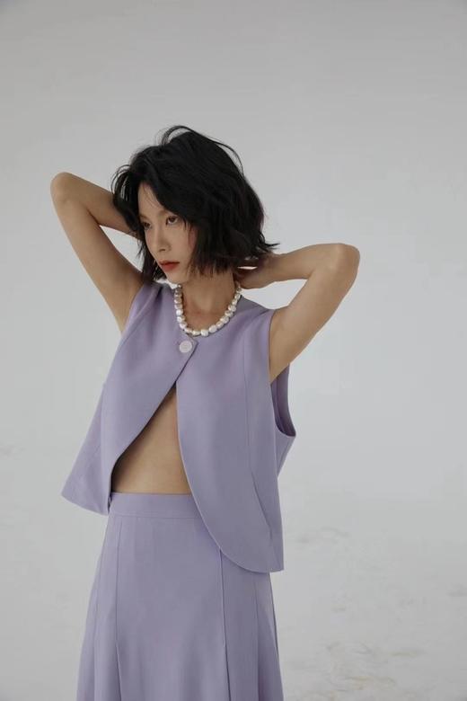 ANSUABEL 紫色单粒扣马甲半裙套装 15844 商品图2