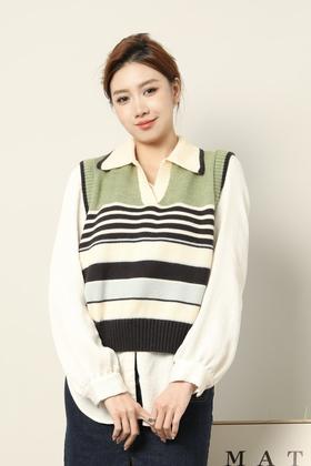 LNNNS 条纹马甲针织上衣 17630