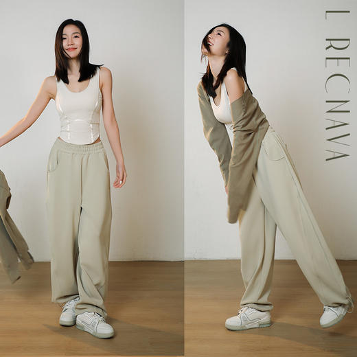 L RECNAVA [UPF50+泡芙空气层·窄版香蕉裤] 春夏秋款上身有冰凉感 脚口抽绳 显瘦显腿长休闲裤 商品图9