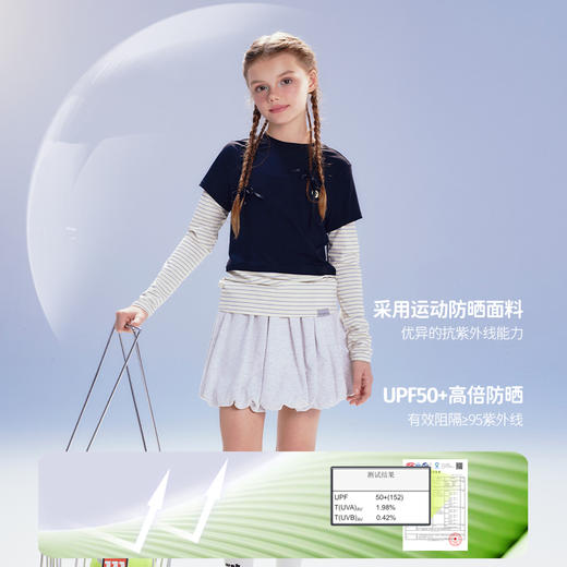 onmygame【运动少女】女童假两件长袖T恤儿童防晒透气上衣25新款 商品图2