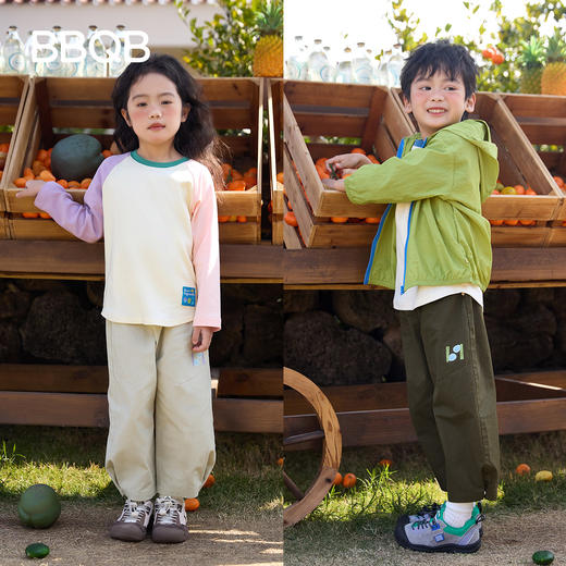 minizone-BBQB儿童休闲裤春装女童裤子纯色九分裤男童运动裤婴儿童装纯棉JB5110 商品图5