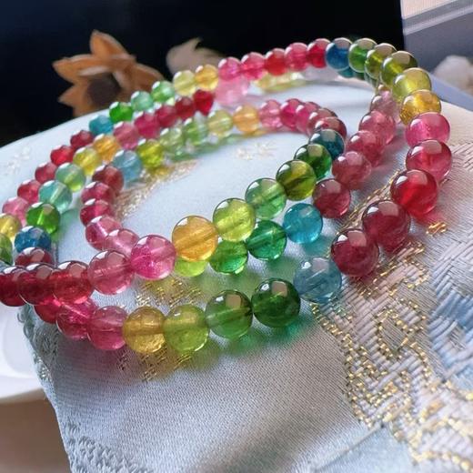 5mm-6mm多圈彩虹莲花珠碧玺手链 商品图2