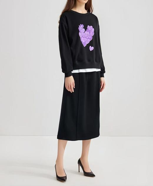 年中清仓-【套装】紫色爱心卫衣➕半裙后开叉两件套-喜出 商品图2