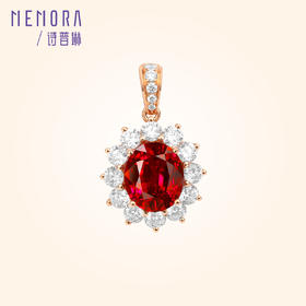时光宠耀红宝石吊坠 18k金钻石围镶红宝挂坠MEMORA诗普琳RP002129