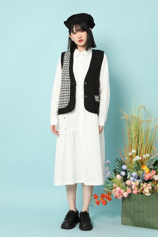 LNNNS 不对称式拼接格纹马甲 15860 商品图3