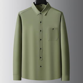 【牛津麻料】【DDA】大依优型大码长袖衬衫休闲翻领棉质衬衣服男士加肥加大码简约胖子春款