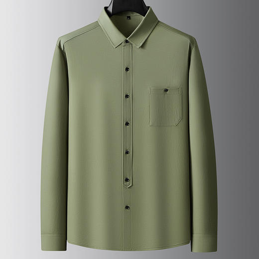 【牛津麻料】【DDA】大依优型大码长袖衬衫休闲翻领棉质衬衣服男士加肥加大码简约胖子春款 商品图0