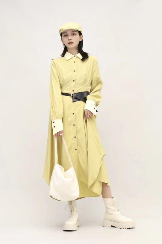 L.Fleuri 鹅黄色设计感衬衫式连衣裙 15857 商品图3