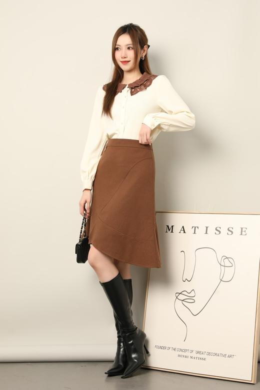 Le Malene 棕色气质微喇半裙 17706 商品图1
