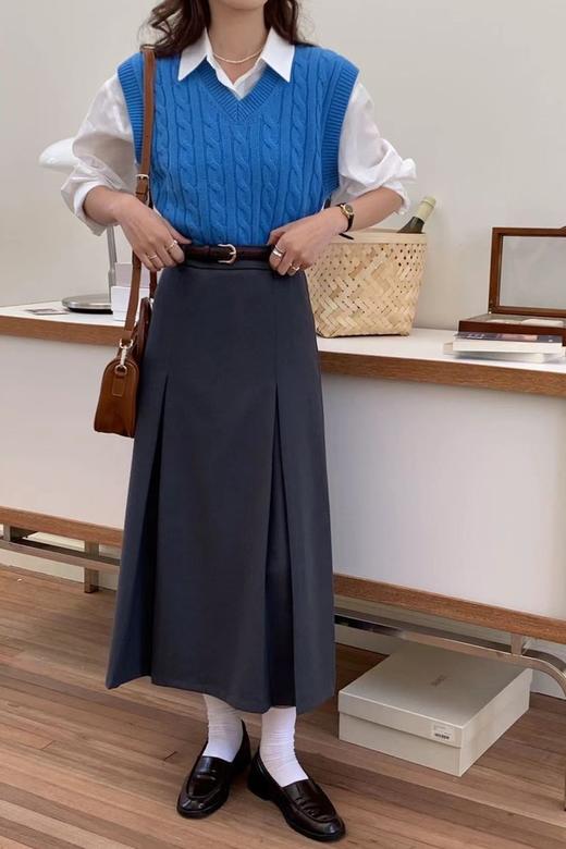 Stay2Weeks 韩系ins风灰色长款高腰半裙 17643 商品图0