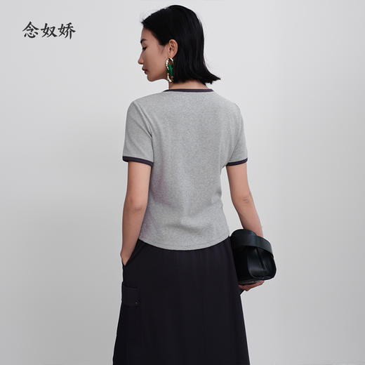 【商场同款】CNA5396 “简约T恤” 舒适好穿 好搭配基础撞色灰色T恤 商品图8